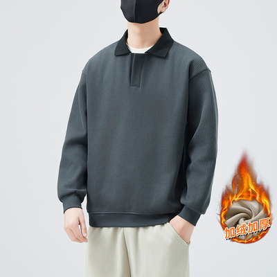 秋冬季加绒加厚卫衣男款美式潮牌