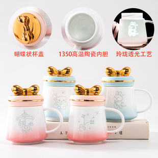 景德镇纯陶瓷内胆保温杯玲珑马克杯带盖高档泡茶中药爱养生水杯