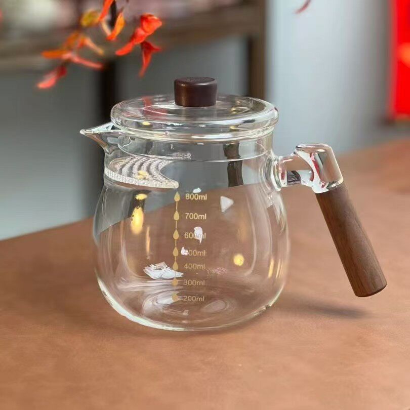 新款高硼硅玻璃月牙过滤壶加厚耐茶壶