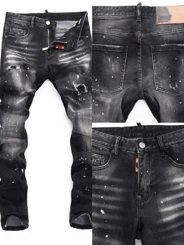 2025春秋黑灰色DSQ2小脚牛仔裤男