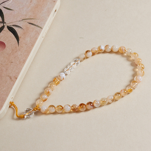 原创天然黄水晶手机链挂绳女挂手腕绳高级感绳链绳挂链串珠高级