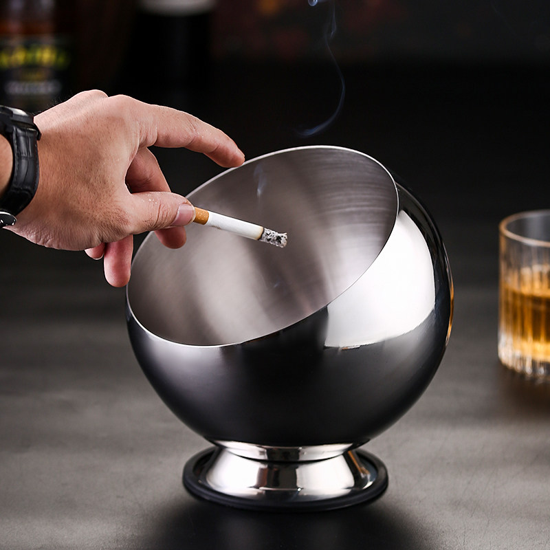 不锈钢烟灰缸定做logo创意酒吧ktv烟缸多功能网吧高颜值防风烟盅