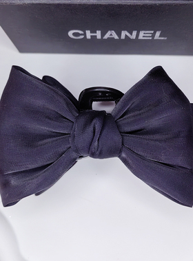 黑色水光缎面蝴蝶机抓夹日韩气质鸭嘴夹布艺手工发饰后脑勺夹饰品