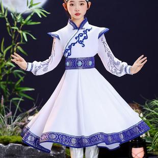 儿童蒙古表演服草原风民族舞女童顶碗舞鸿雁白马筷子舞蹈演出服装