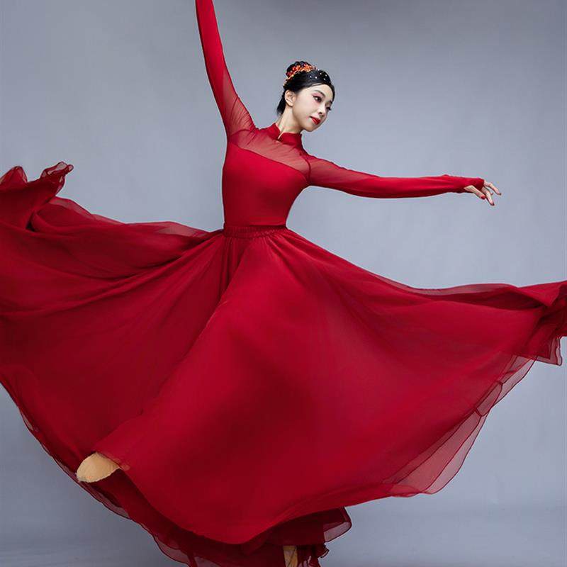 开场舞大摆裙舞蹈服装歌伴舞红色中国风现代舞古典舞演出服女飘逸,女装/女士精品,民族服装/舞台装,淘宝优惠券,粉丝福利购,淘宝优惠卷