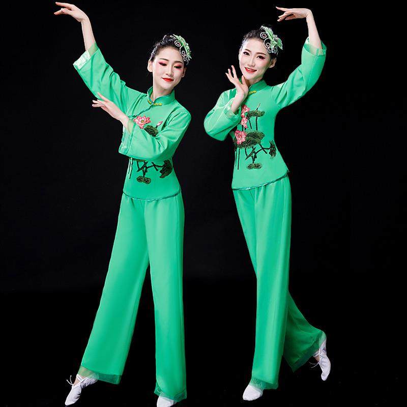 秧歌服演出服女2025新款中老年古典扇子舞荷花舞蹈服装广场舞套装,女装/女士精品,民族服装/舞台装,淘宝优惠券,粉丝福利购,淘宝优惠卷