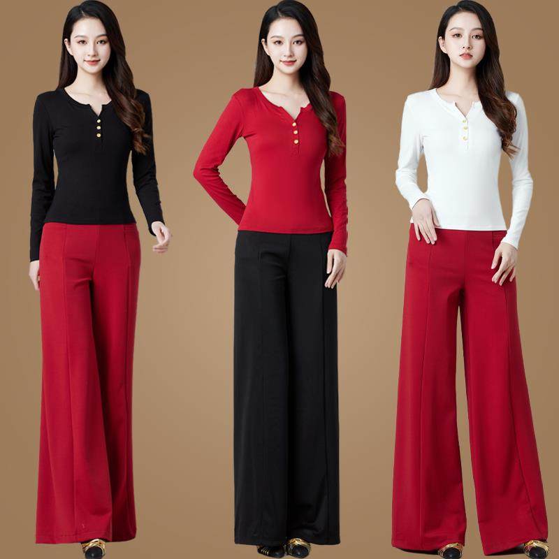 时尚新款长袖T恤衫广场舞服装套装春秋跳舞上衣女健身舞蹈喇叭裤,运动/瑜伽/健身/球迷用品,广场舞套装,淘宝优惠券,粉丝福利购,淘宝优惠卷