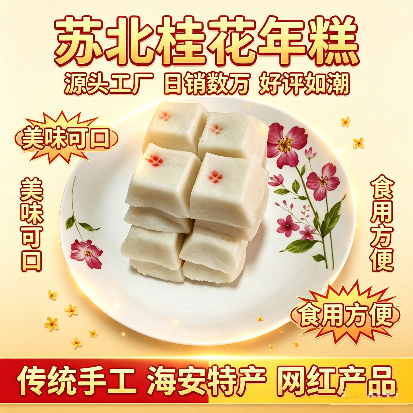 苏北桂花年糕传统手工海安特产散装糯米糕点网红零食糯香黏甘甜好