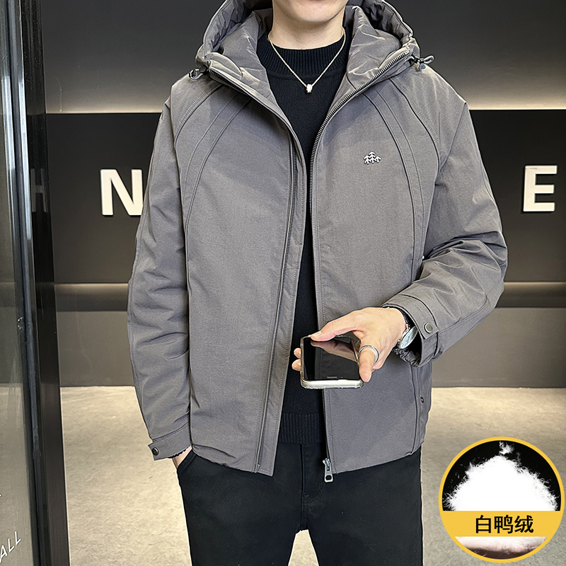 意大利冬季新款工装连帽羽绒服男
