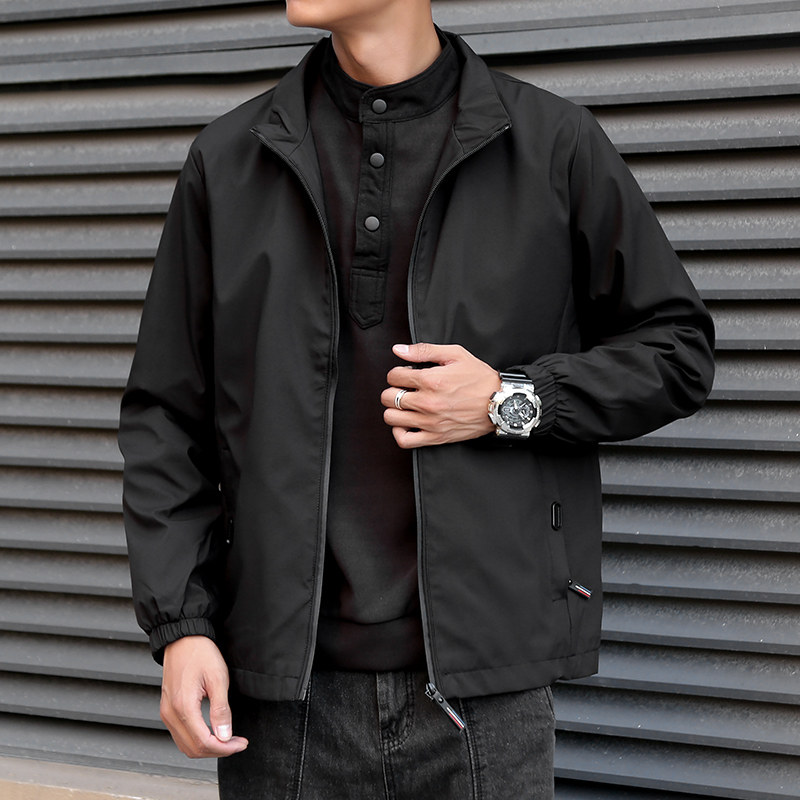 潮牌夹克男外套黑色短款休闲风衣宽松翻领美式潮流痞帅男装日系潮