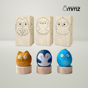 手工DIY卡通小木雕体验材料包套装 解压治愈玩具  练手低难度三宝