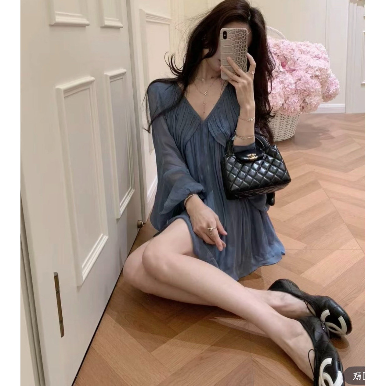 2026春季新款高级感穿搭一整套海边度假蓝色衬衫韩系绝美小衫收腰