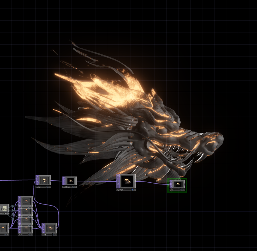 TouchDesigner源文件 火焰消散出现材质动态 可替换模型