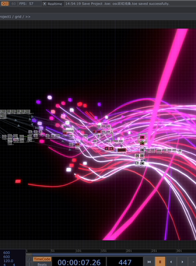 TouchDesigner源文件 彩虹线条 可用osc/鼠标/noise等控制 TD素材