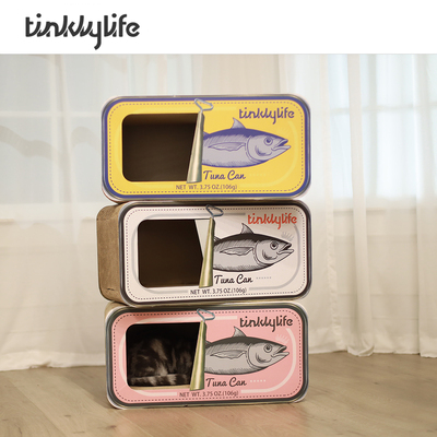 tinklylife鱼罐头猫抓板猫窝2合1
