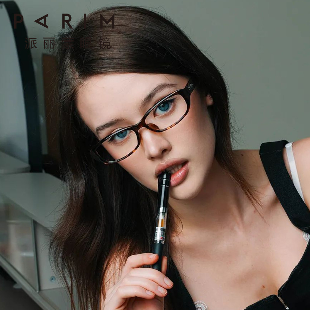 新款派丽蒙近视眼镜女度数可配TR90复古窄框眼镜框职场玳瑁色镜架