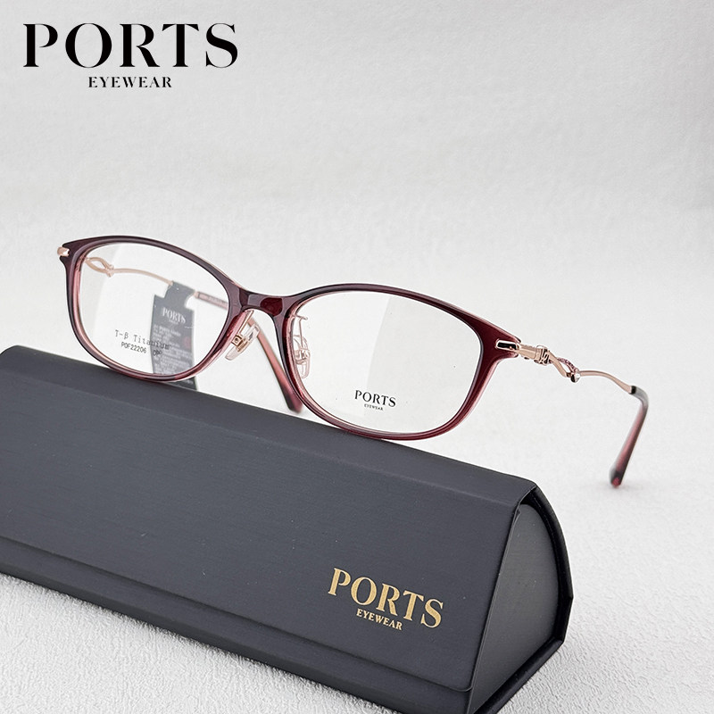 框架眼镜女可配度数近视PORTS宝姿超轻眼镜框方圆脸优雅气质22206
