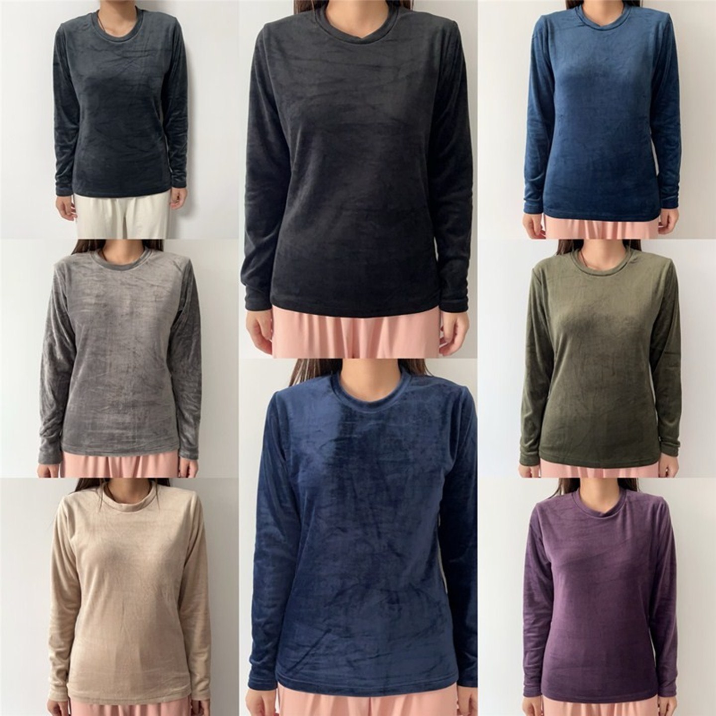 海藻绒保暖秋衣外贸保暖女圆领