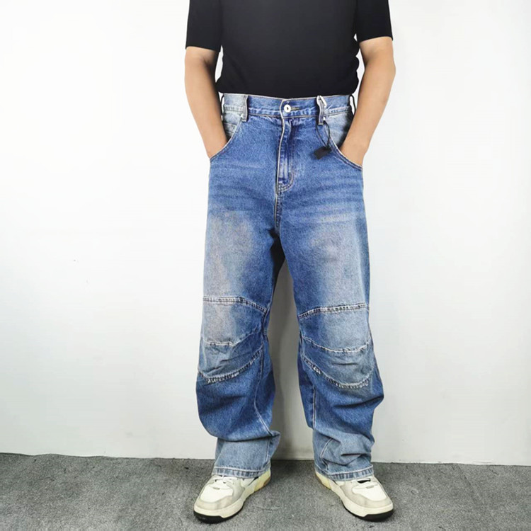 解构廓形褶皱BAGGY阔腿男牛仔裤