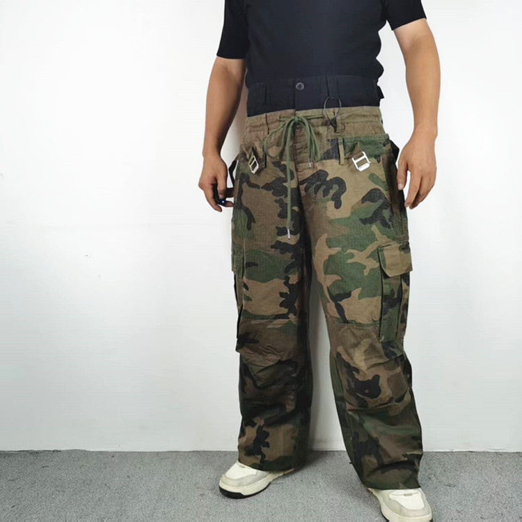 三腰拼接迷彩Cargo休闲工装长裤