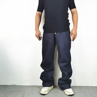 弯刀立体Baggy原牛排扣牛仔裤男cleanfit弯刀裤子a字版型阔腿长裤