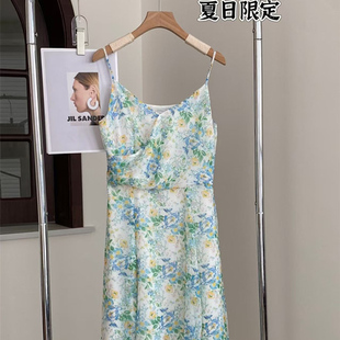 夏季 歌 限定海边度假雪纺吊带连衣裙女