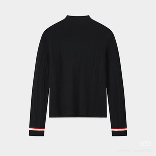 023刺绣简约百搭修身 小半高领针织衫