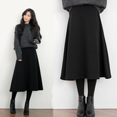 冬季 加绒加厚大摆A字半身裙裤 黑色假两件一体打底裤 裙女外穿大码
