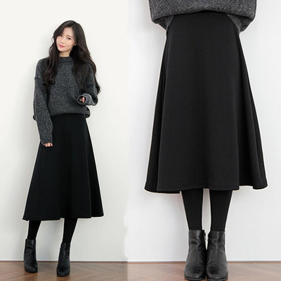 大摆A字裙裤女冬假两件一体加绒