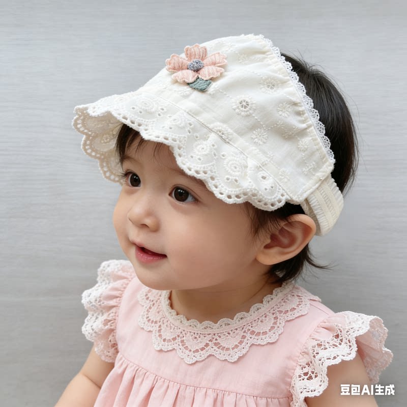 夏季女宝蕾丝公主防晒囟门帽