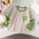 儿童单件上衣女孩卡通条纹衣服童装 宝宝纯棉a类长袖 T恤2025春秋款