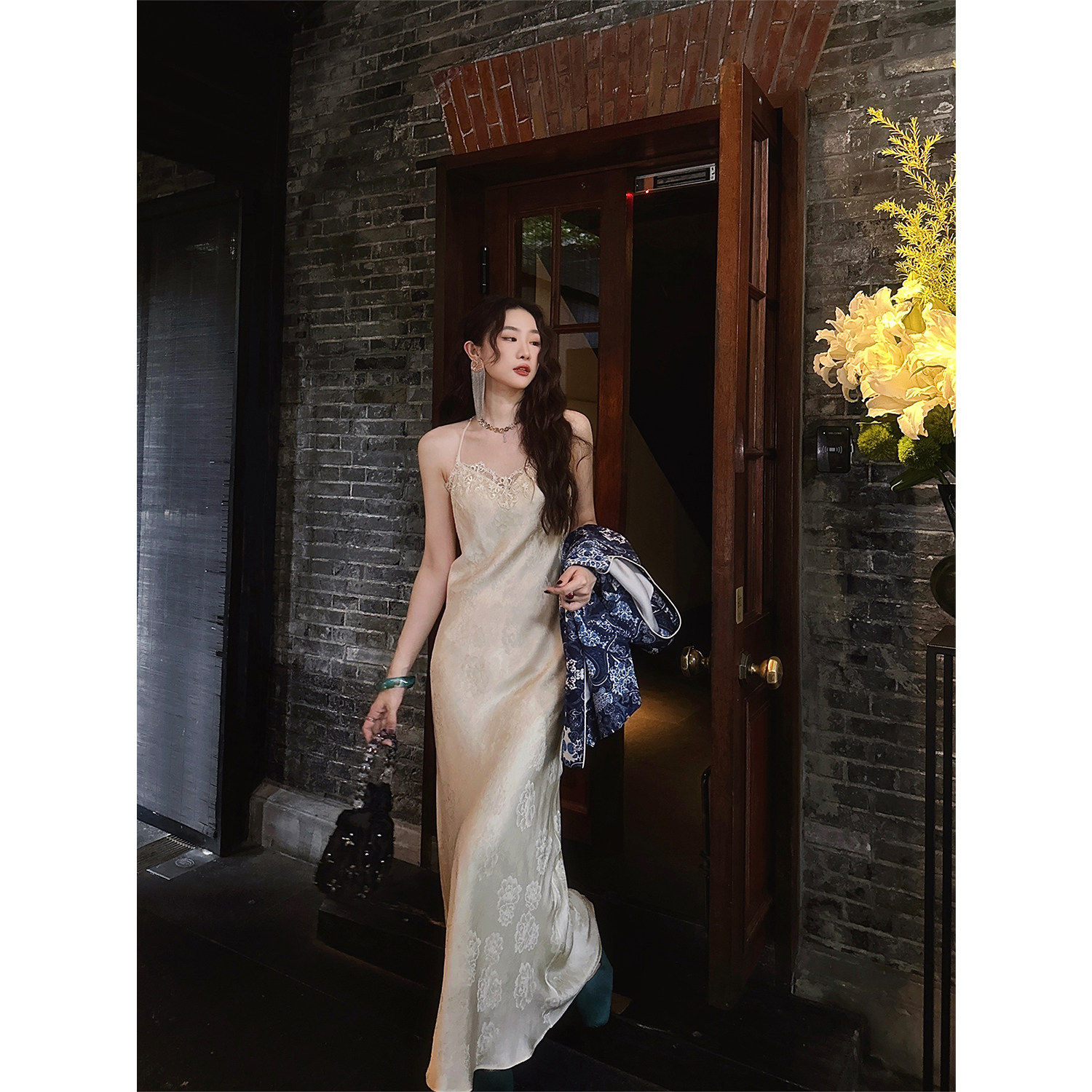 【呼呼专享】三吉黑花【瑶华】新中式吊带连衣裙蕾丝打底长裙子潮,女装/女士精品,连衣裙,淘宝优惠券,粉丝福利购,淘宝优惠卷