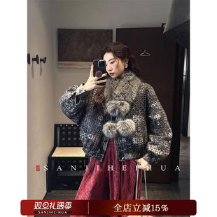 刺绣提花鹅绒服冬装 新中式 玲珑阁 外套90白鹅绒 哼哈冰冰