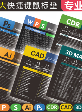 鼠标垫超大号办公wps word excel ppt ps ai cdr cad常用快捷键垫