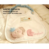 木朵手工DIY婴儿新生儿宝宝纯棉口水兜小象口水巾材料包