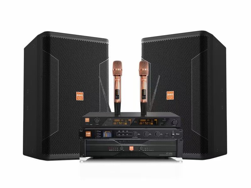 BBS 12寸音响套装 家庭KTV娱乐音箱卡拉OK无线话筒功放效果器全套
