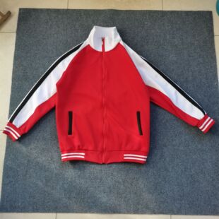 四川信义小学校服外套红色拼接白色宽松定制初高中小学生上衣