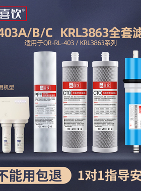 沁园净水器QR-RL-403A(S)通用滤芯 403B 403C KRL3863全套PP棉RO
