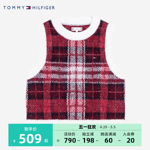 TOMMY童装女童马甲大小童无袖套头背心2023秋冬新品女孩毛衣秋装