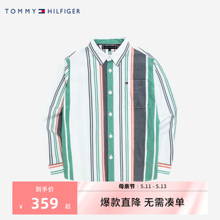 男童条纹长袖 TOMMY儿童童装 新品 衬衫 2023春秋季 中大童上衣潮