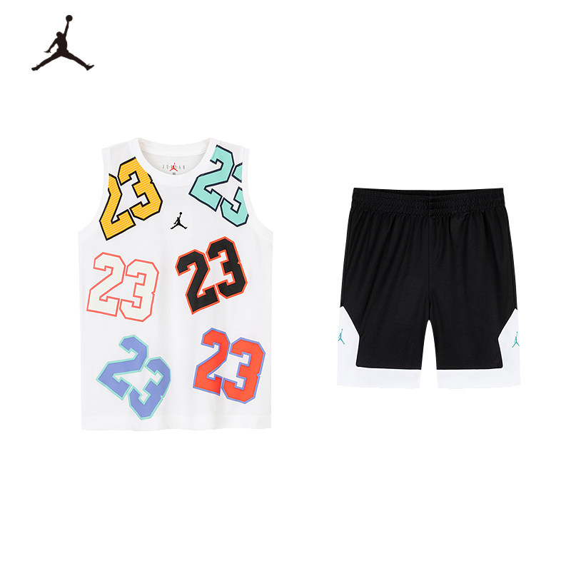 Jordan童装男童套装儿童背心短裤夏季新款运动服透气薄JD2522199
