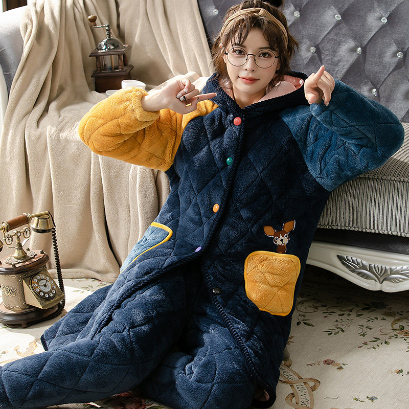 fy/芳怡北极绒睡衣女2021年新款冬季厚款长袖袖高级感睡衣家居服