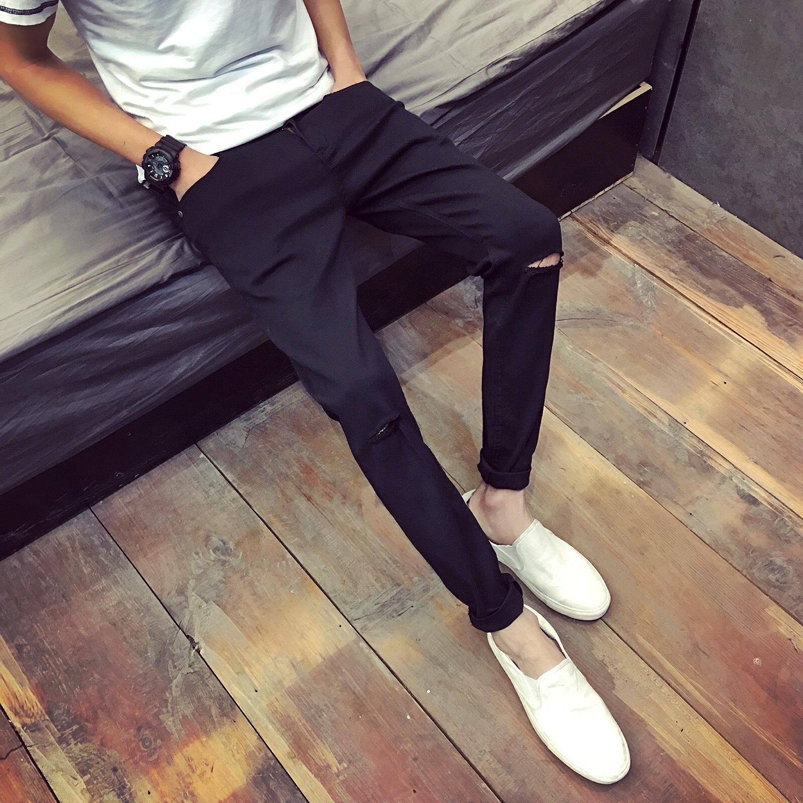 Jeans pour jeunesse pieds Slim pour Quatre saisons - Ref 1465784 Image 1
