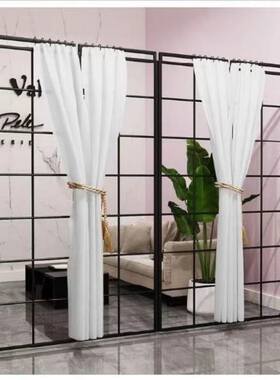 现代简约铁艺屏风客厅卧室办公室隔断入门玄关室内分隔墙可挂窗帘