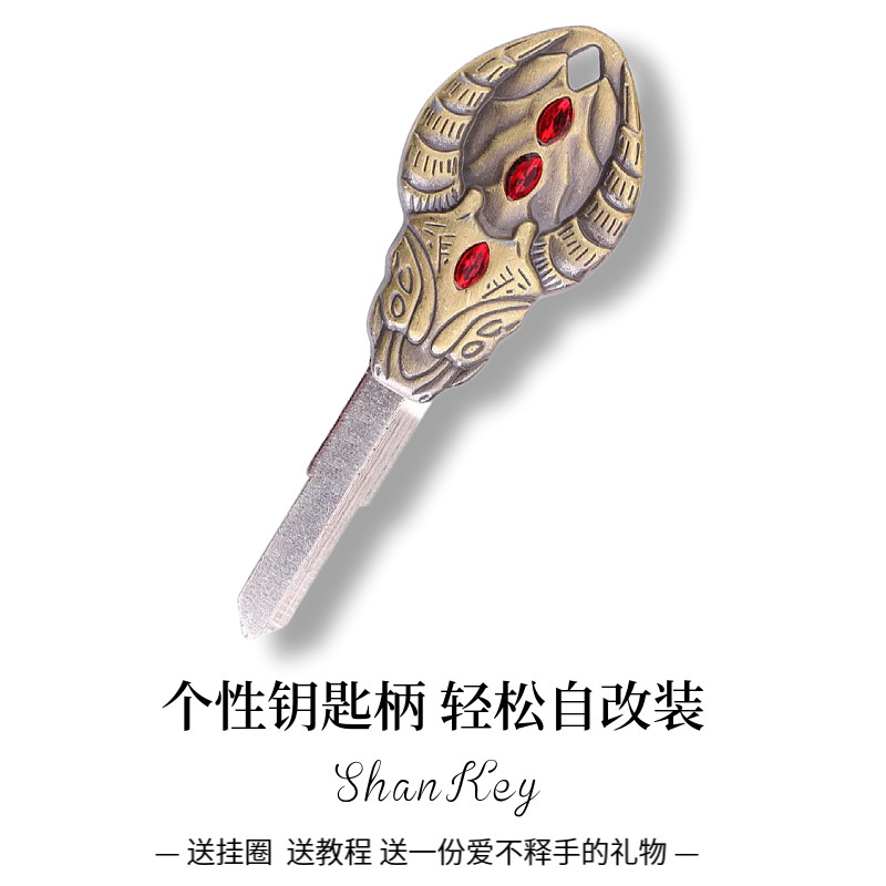 踏板摩托车钥匙改装钥匙柄替换头复古风护主电动车防盗门通用手柄