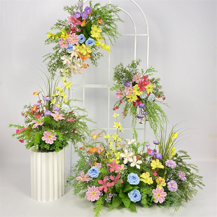 莫奈花园仿真花排森系婚庆婚礼布置橱窗装 饰假花艺生日迎宾瀑布花