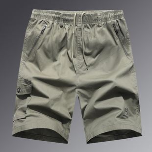 男夏季 裤 休闲五分裤 全棉宽松现货多袋工装 纯色薄款 短裤