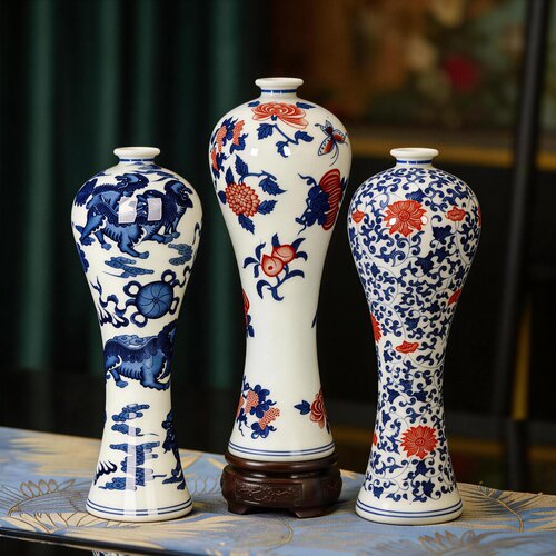 景德镇陶瓷器现代中式美人瓶花瓶家居桌面插花客厅博古架玄关摆件
