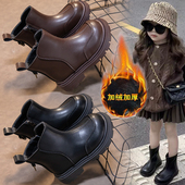 2026秋冬新款 男童女童靴子英伦加绒棉鞋 儿童皮靴短靴软皮马丁靴子