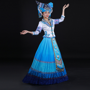 晴焱热卖 夏上新 壮族刘三姐青花瓷民族风 舞台服饰仙女装